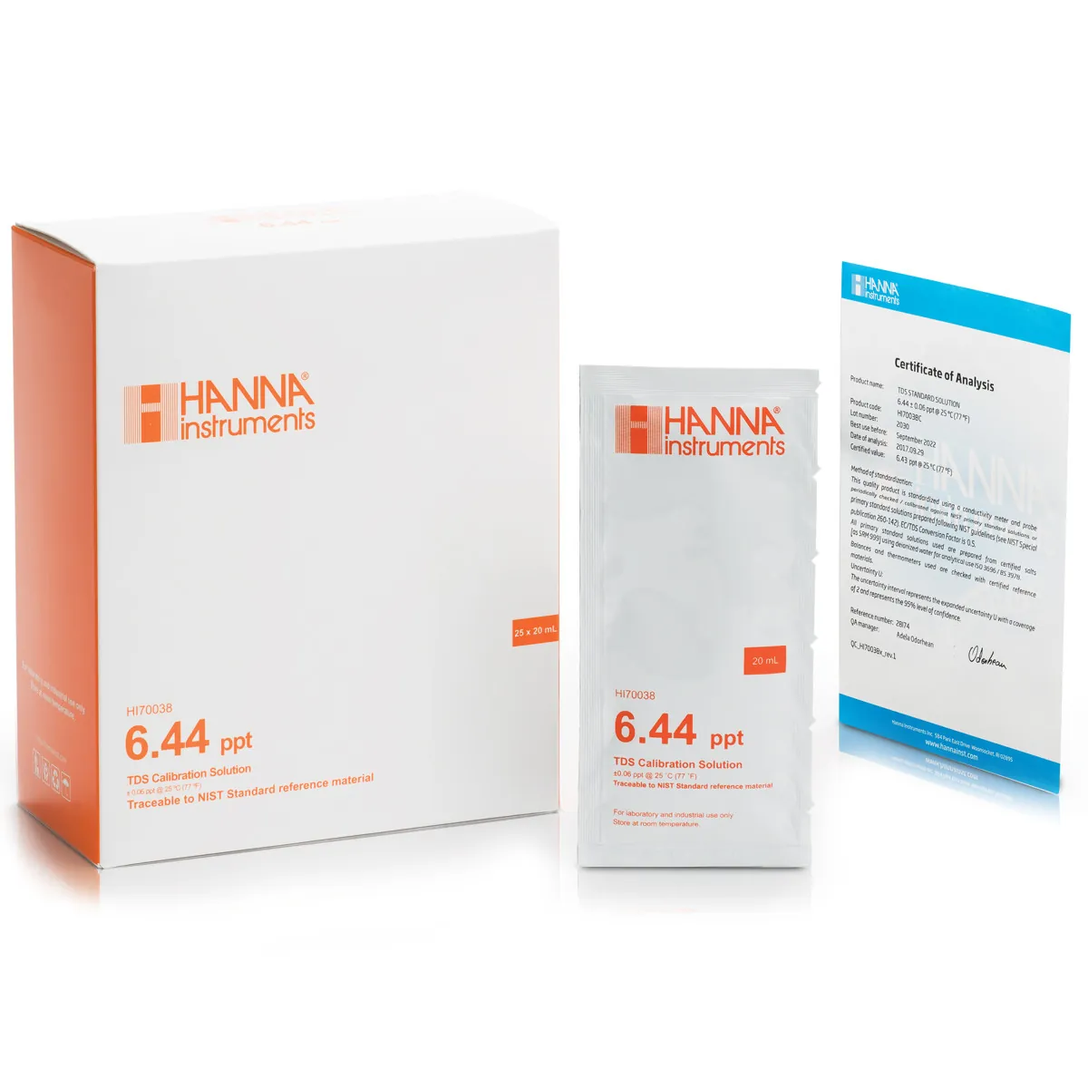 6.44 g/L (ppt) TDS Calibration Solution w/ COA (25 x 20mL) — photographie principale