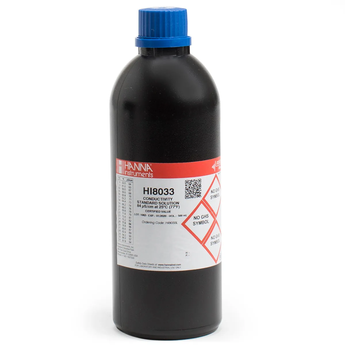 84 µS/cm Conductivity Standard in FDA Bottle (500mL) — photographie principale