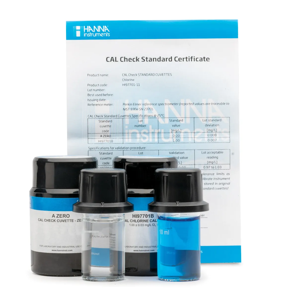 Free and Total Chlorine CAL Check Standards for HI97701 — main photograph
