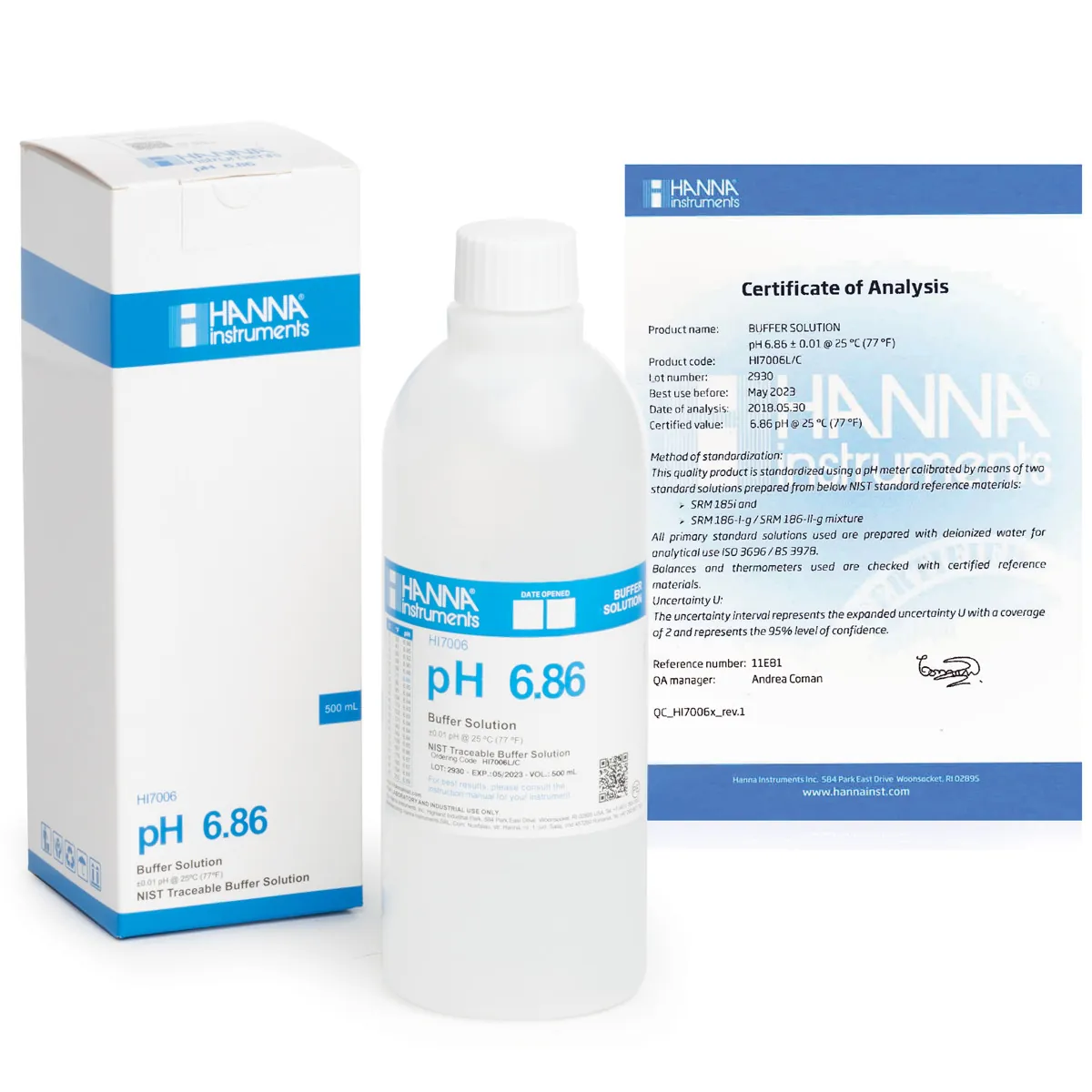 pH 6.86 Calibration Solution w/ COA (500 mL) — main photograph