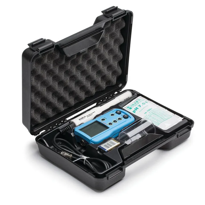 pH/EC/TDS/Temperature meter with HI1285-51 electrode; EC range: 0 to 6000 µS/cm, TDS range: 0 to 3000 ppm (mg/L) — vue 2